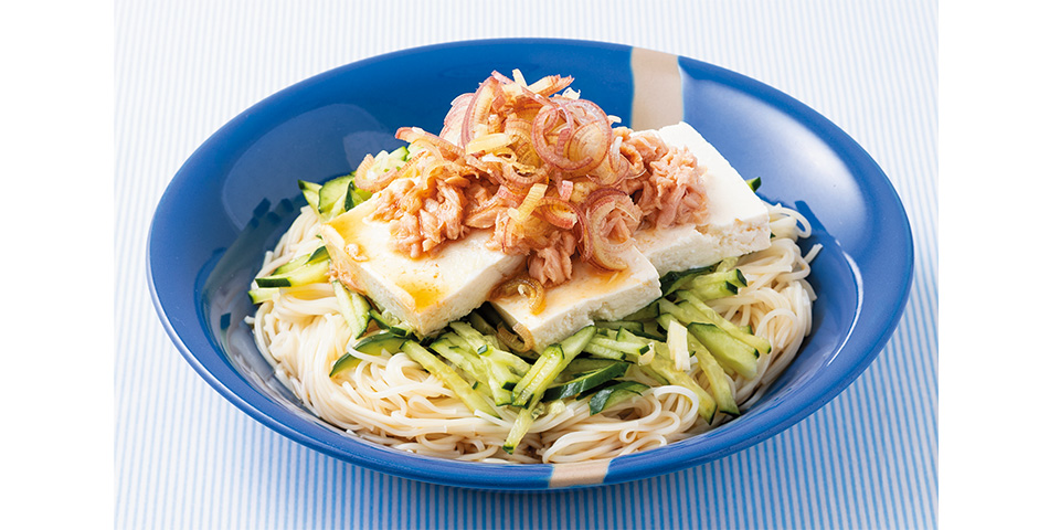 【夏バテ予防／栄養満点そうめんレシピ】　やっこのせそうめん